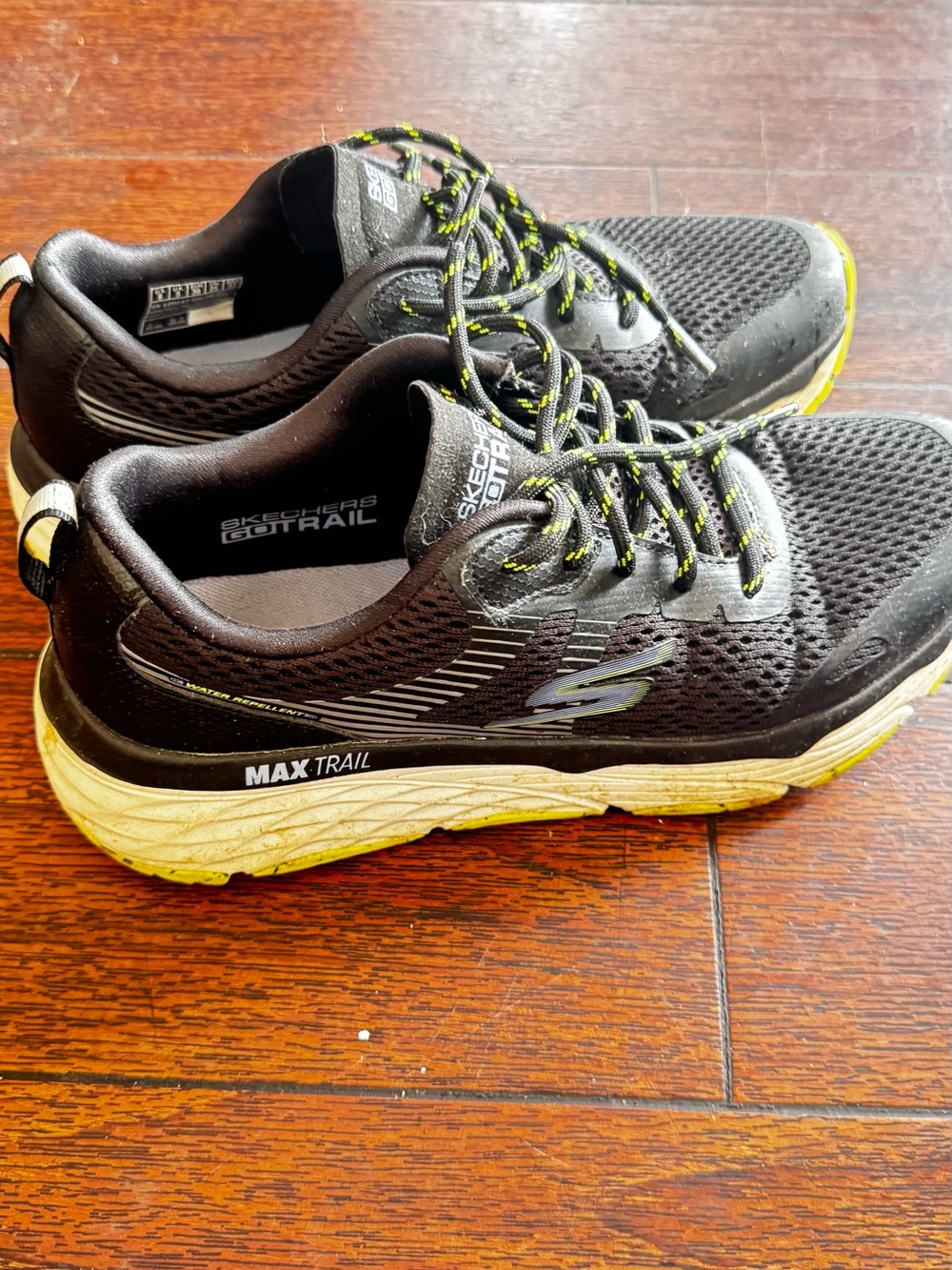 Skechers Max Trail Black with Yellow Accent Trail Running Shoes
